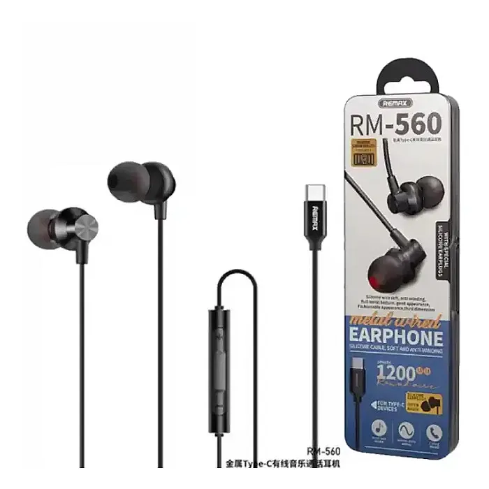 Remax RM-560 Type-C In-Ear Stereo Metal Wired Earphone.